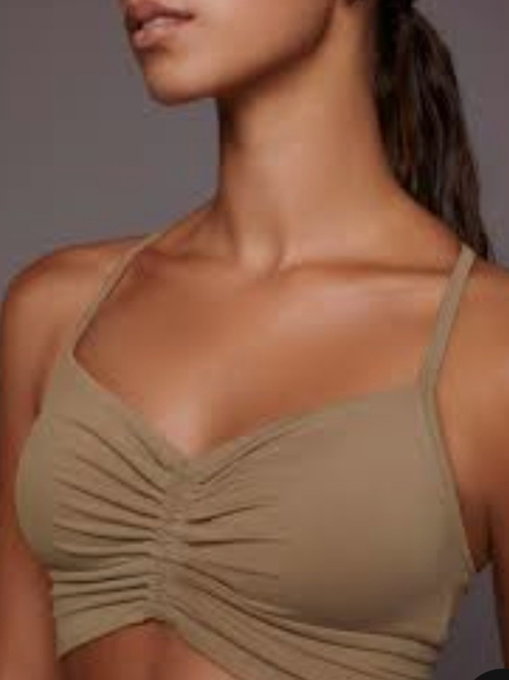 Pink Women's Ruched Army Green Bralette Sports Bra